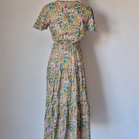 J.Crew x Liberty Faux-Wrap Midi Dress 100% Cotton Liberty Mini Floral Walk - Picture 6 of 14